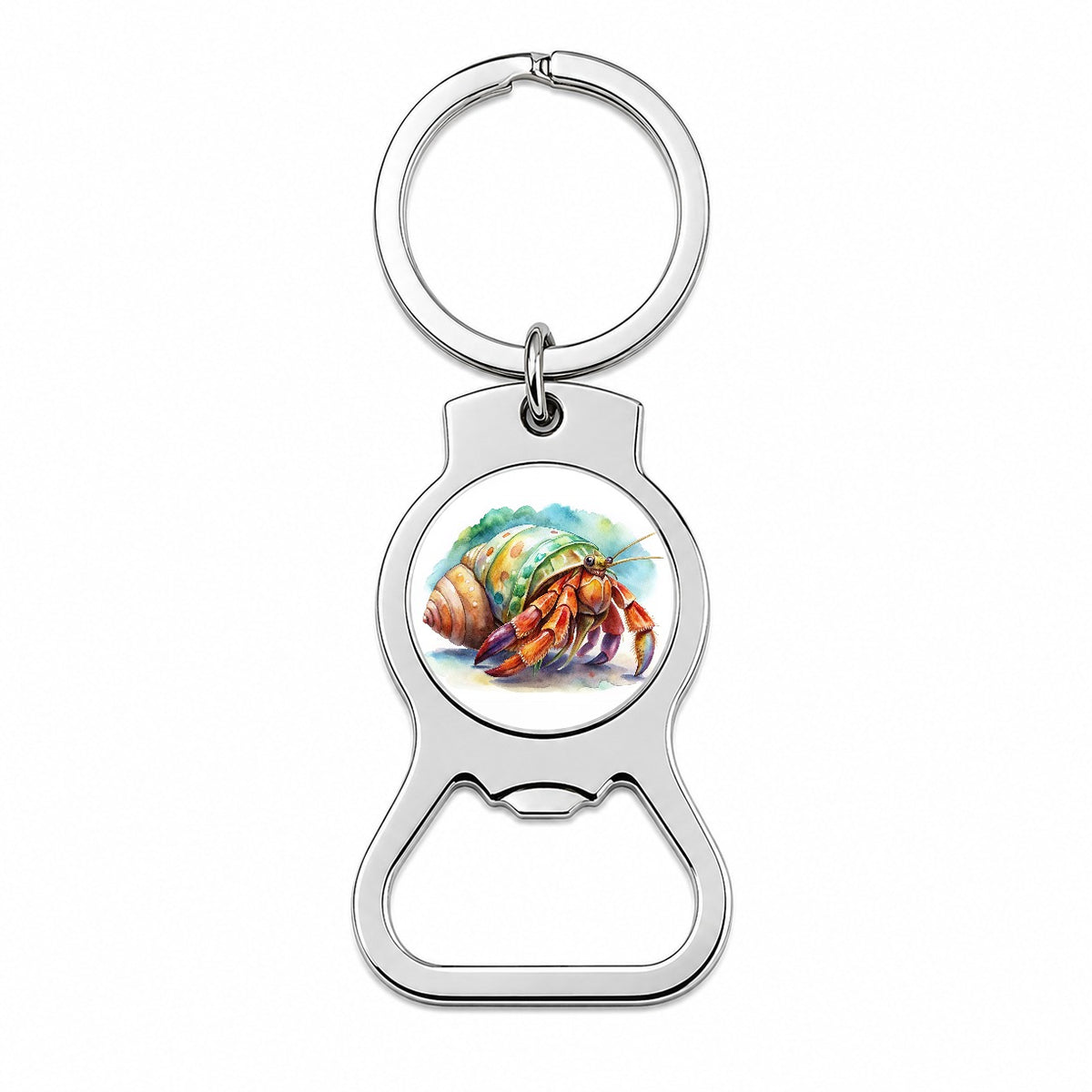 Hermit Crab Watercolor Bottle Opener Keychain