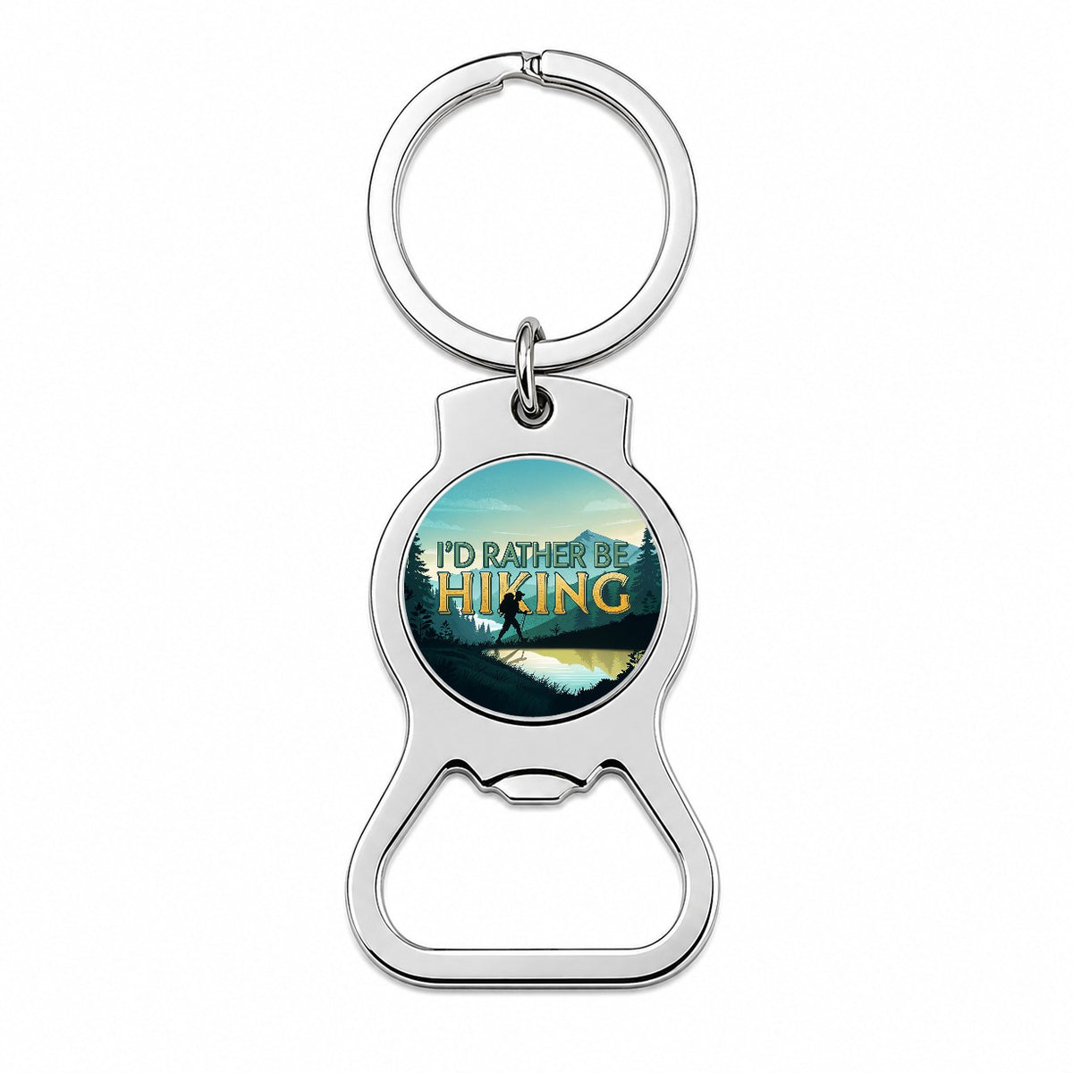 I'd Rather Be Hiking Mountains Bottle Opener Keychain