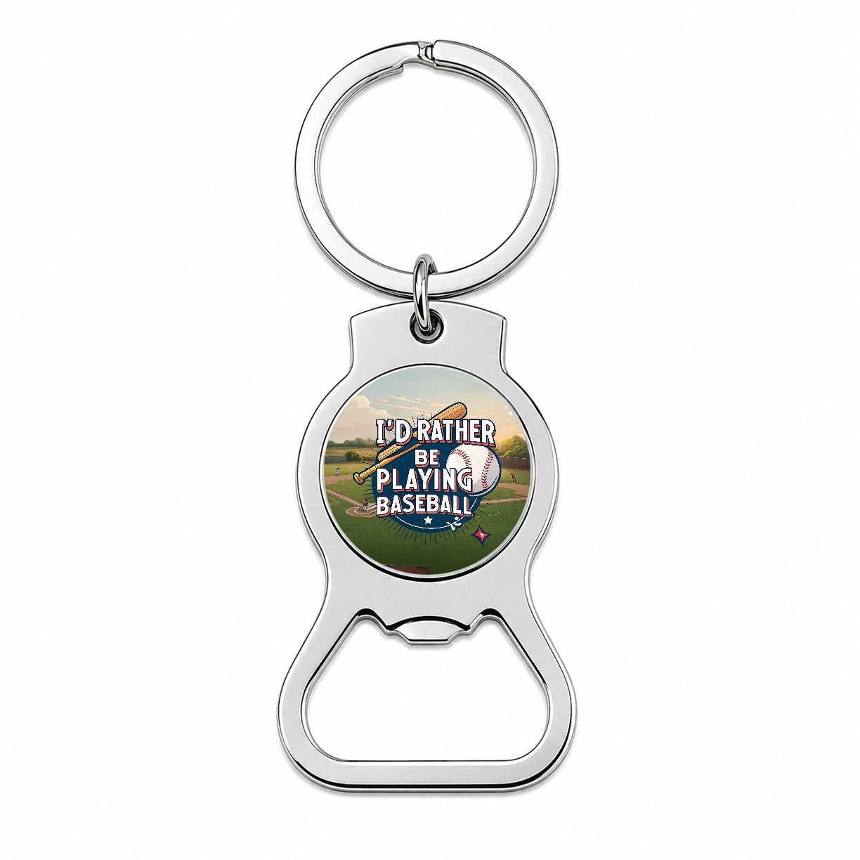 I'd Rather Be Playing Baseball Bottle Opener Keychain