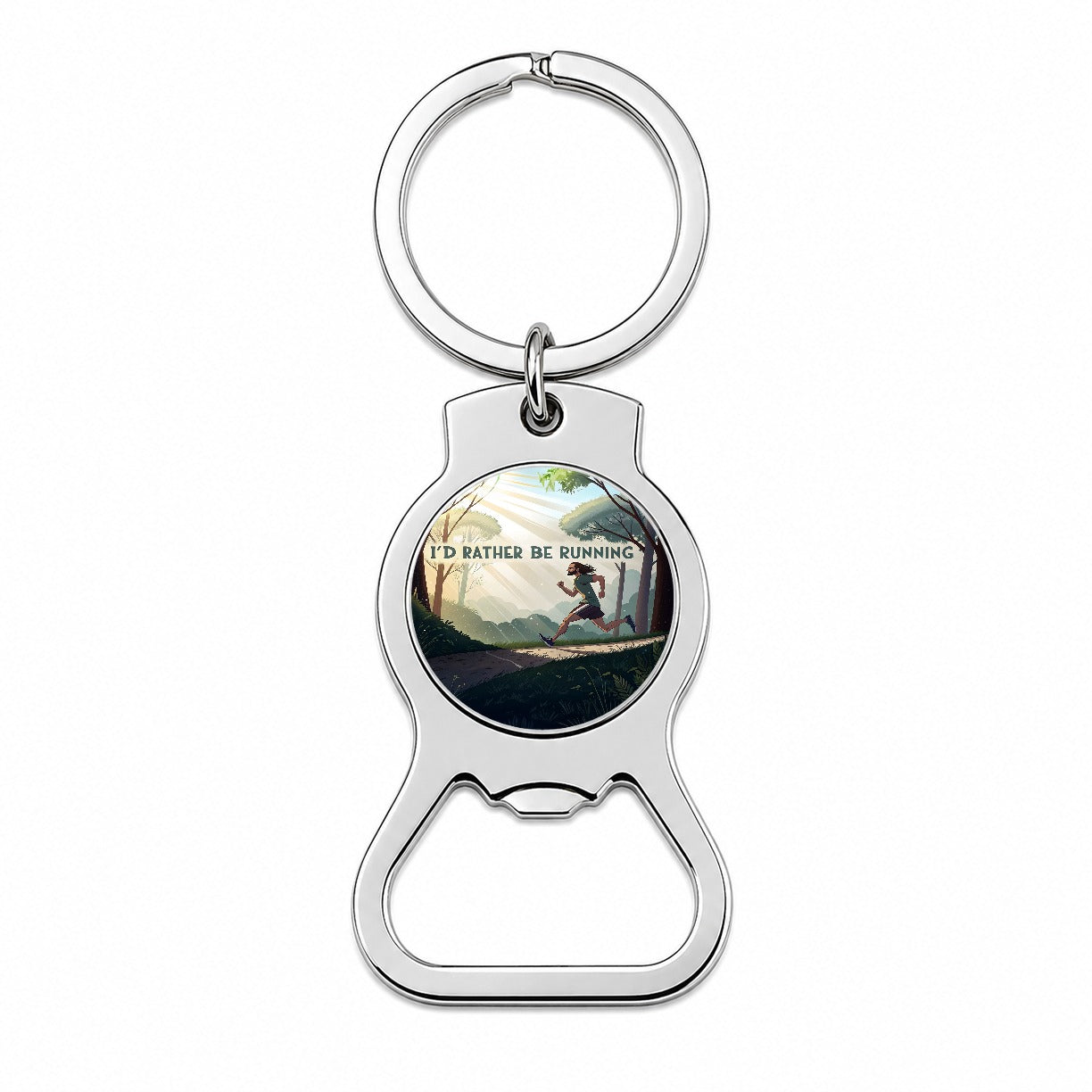 I'd Rather Be Running Man Jogging Bottle Opener Keychain