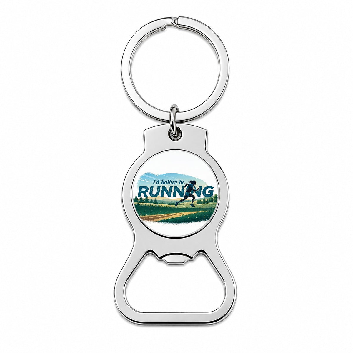 I'd Rather Be Running Woman Jogging Cross Country Bottle Opener Keychain
