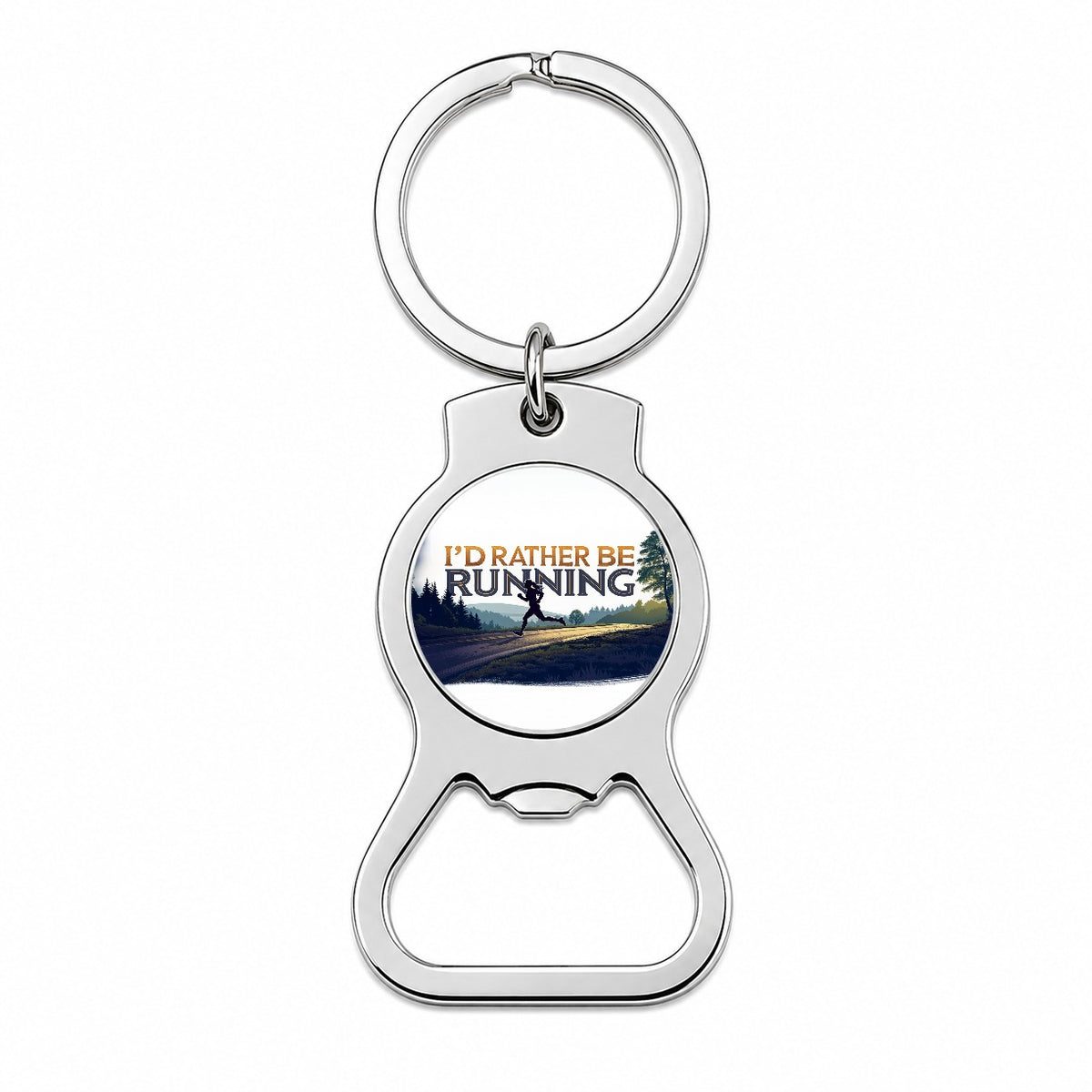I'd Rather Be Running Woman Jogging Bottle Opener Keychain