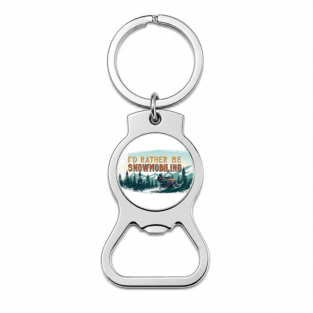 I'd Rather Be Snowmobiling Snowmobile Bottle Opener Keychain