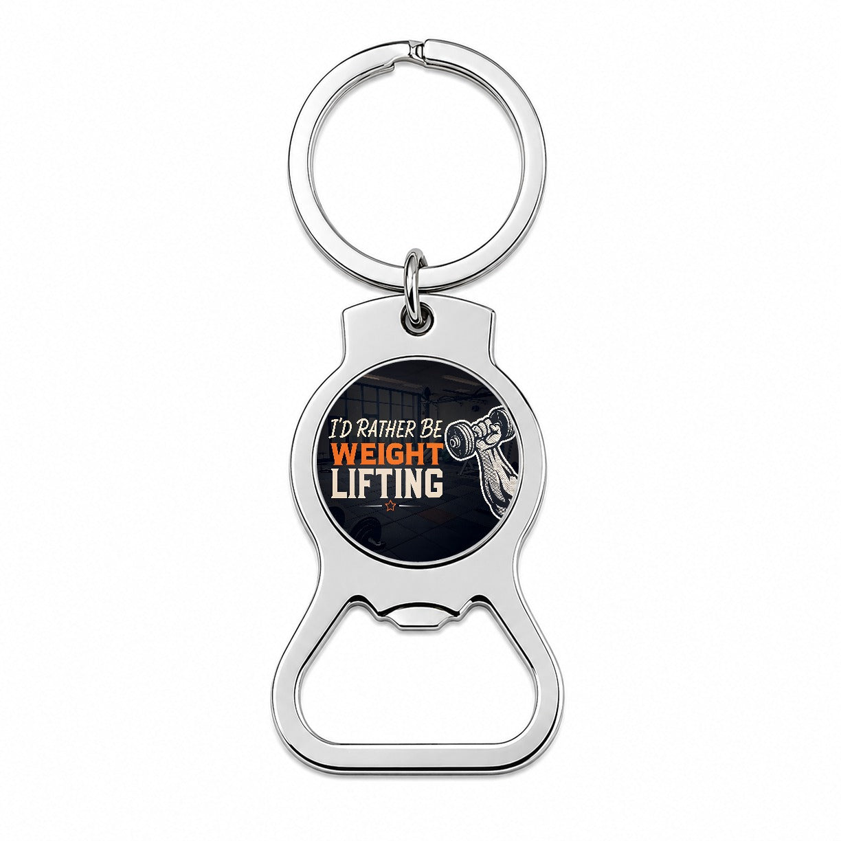 I'd Rather Be Weight Lifting Dumbbell Bottle Opener Keychain