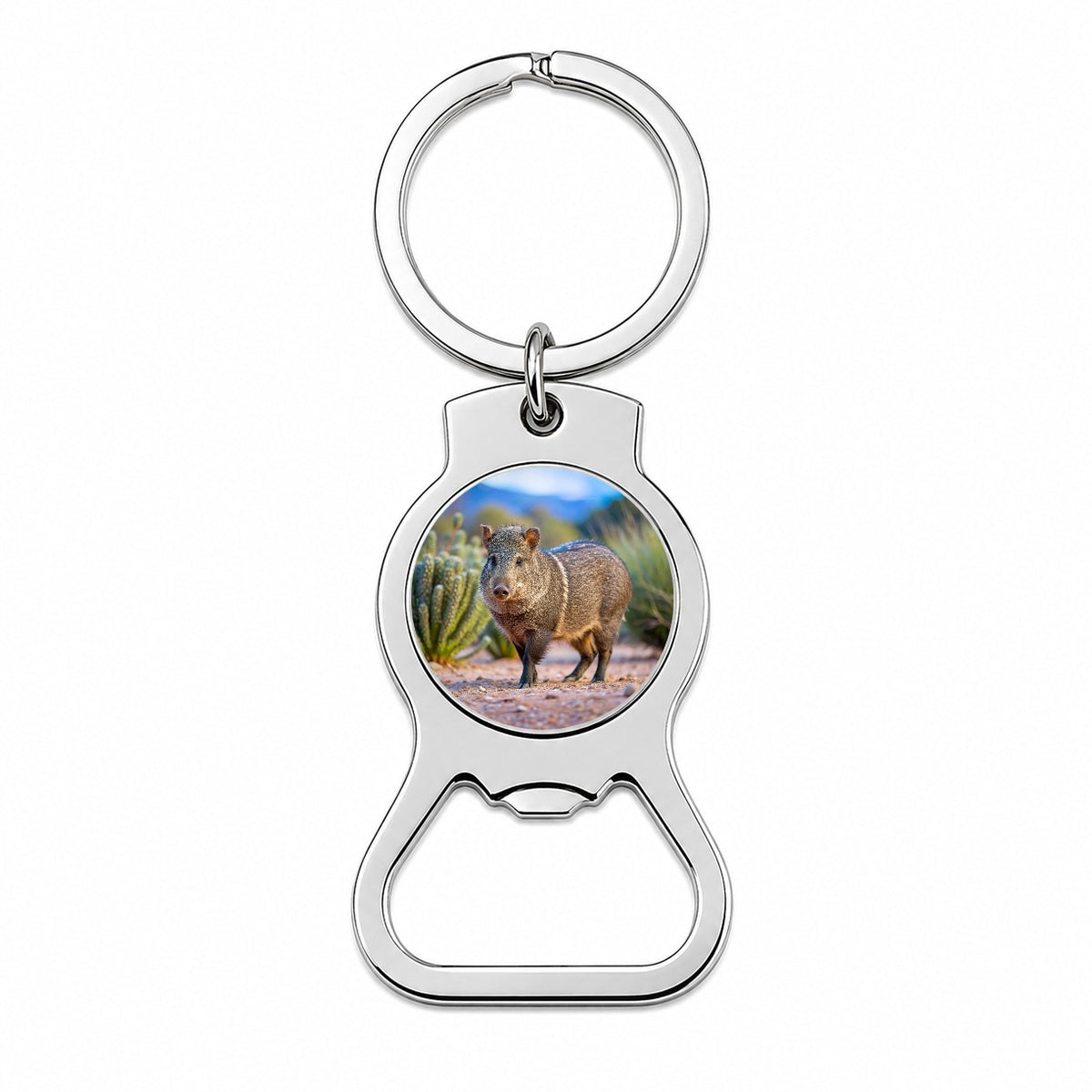 Javelina in Nature Bottle Opener Keychain