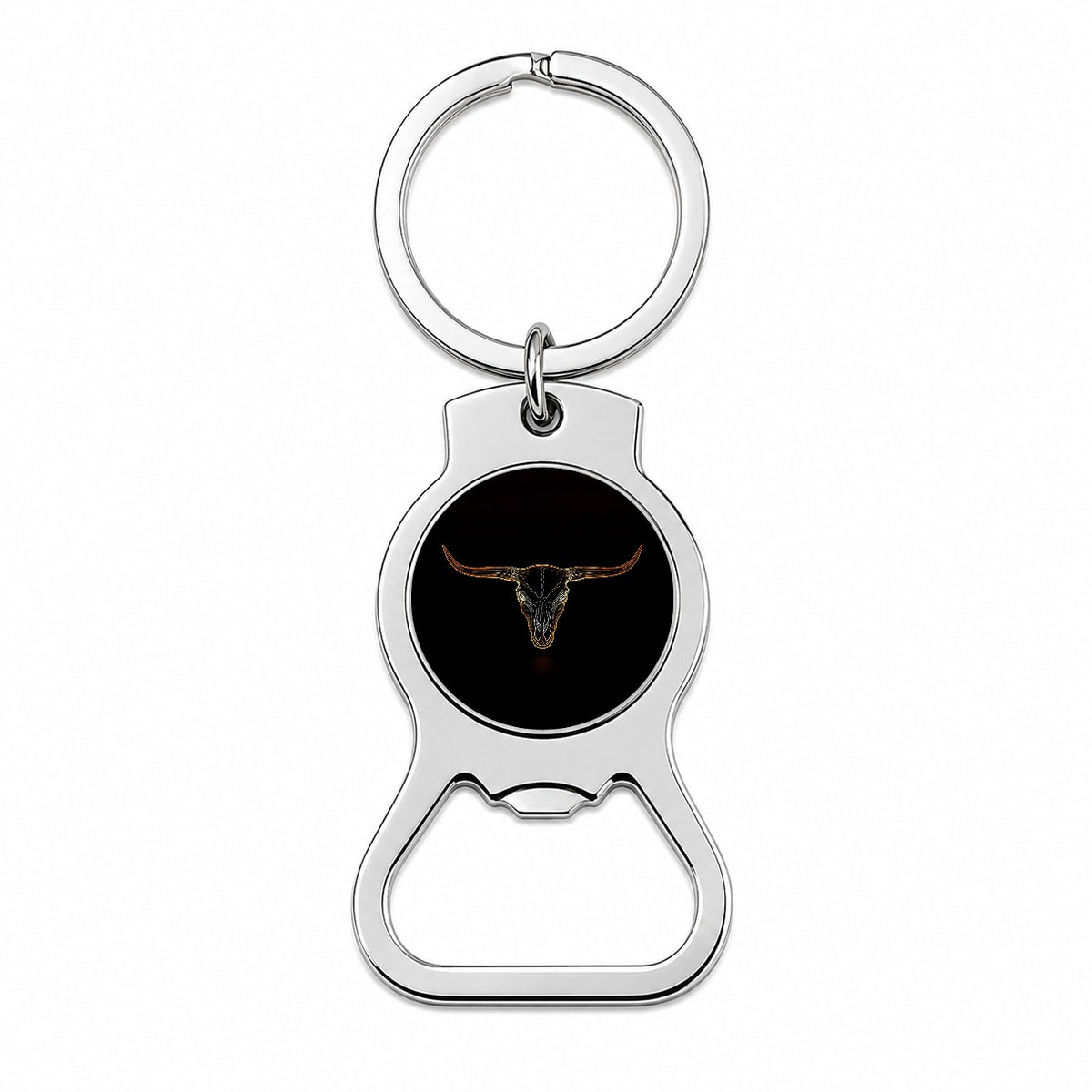 Longhorn Cattle Skull Outline Bottle Opener Keychain