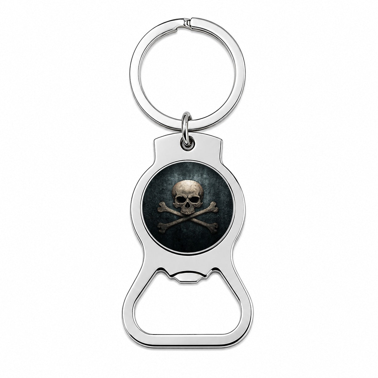 Pirate Skull and Crossbones Dark Rustic Bottle Opener Keychain