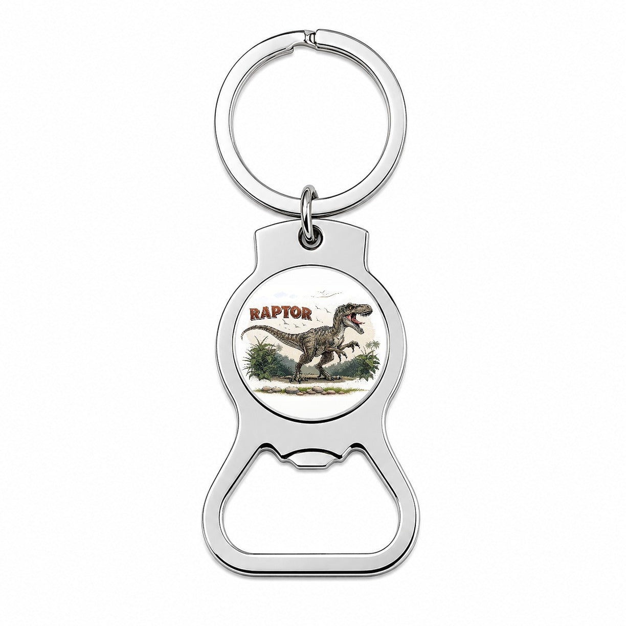 Raptor Dinosaur Cartoon Bottle Opener Keychain