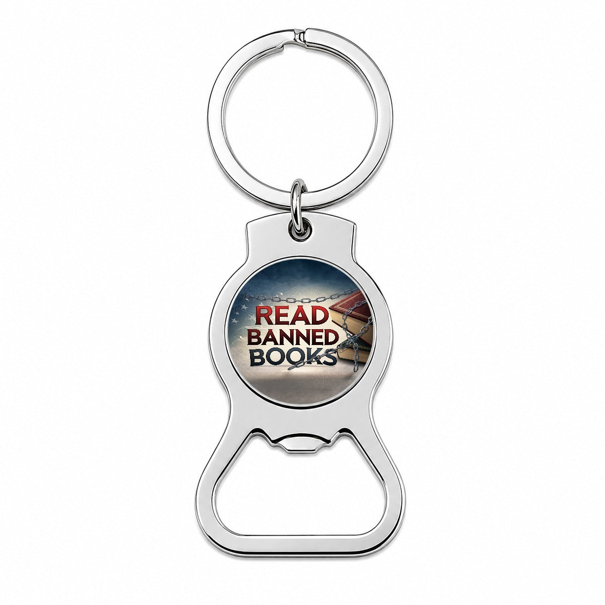 Read Banned Books Chains Bottle Opener Keychain