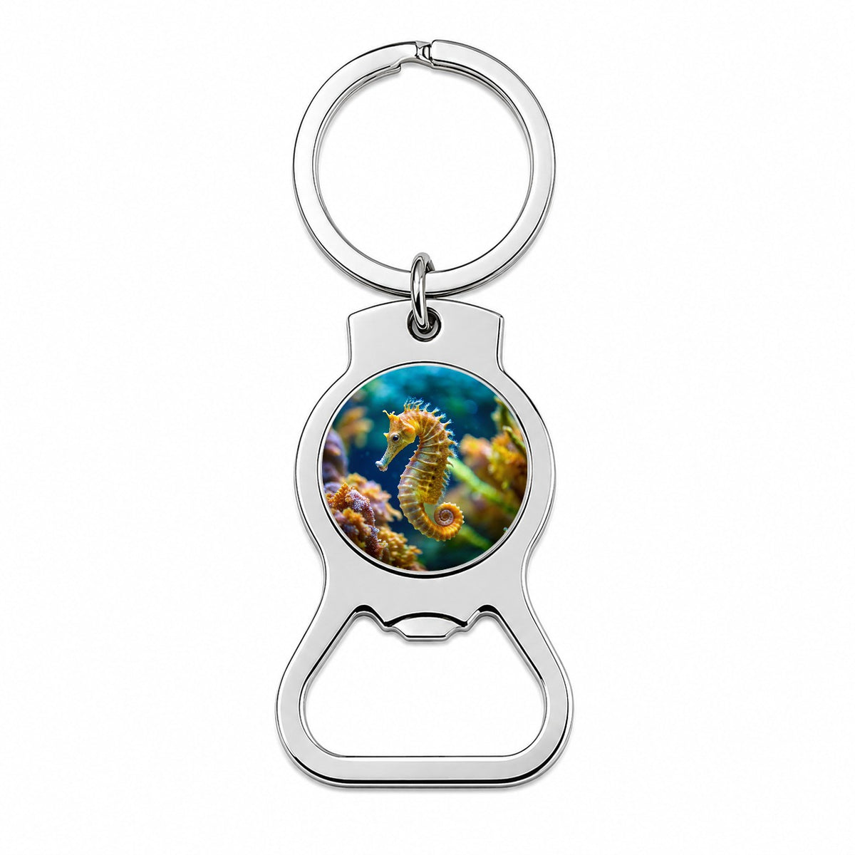 Seahorse in the Ocean Bottle Opener Keychain