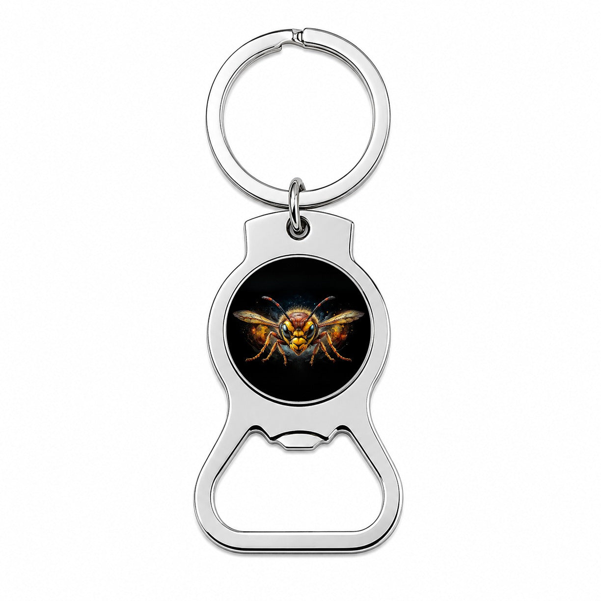 Angry Hornet Watercolor Bottle Opener Keychain