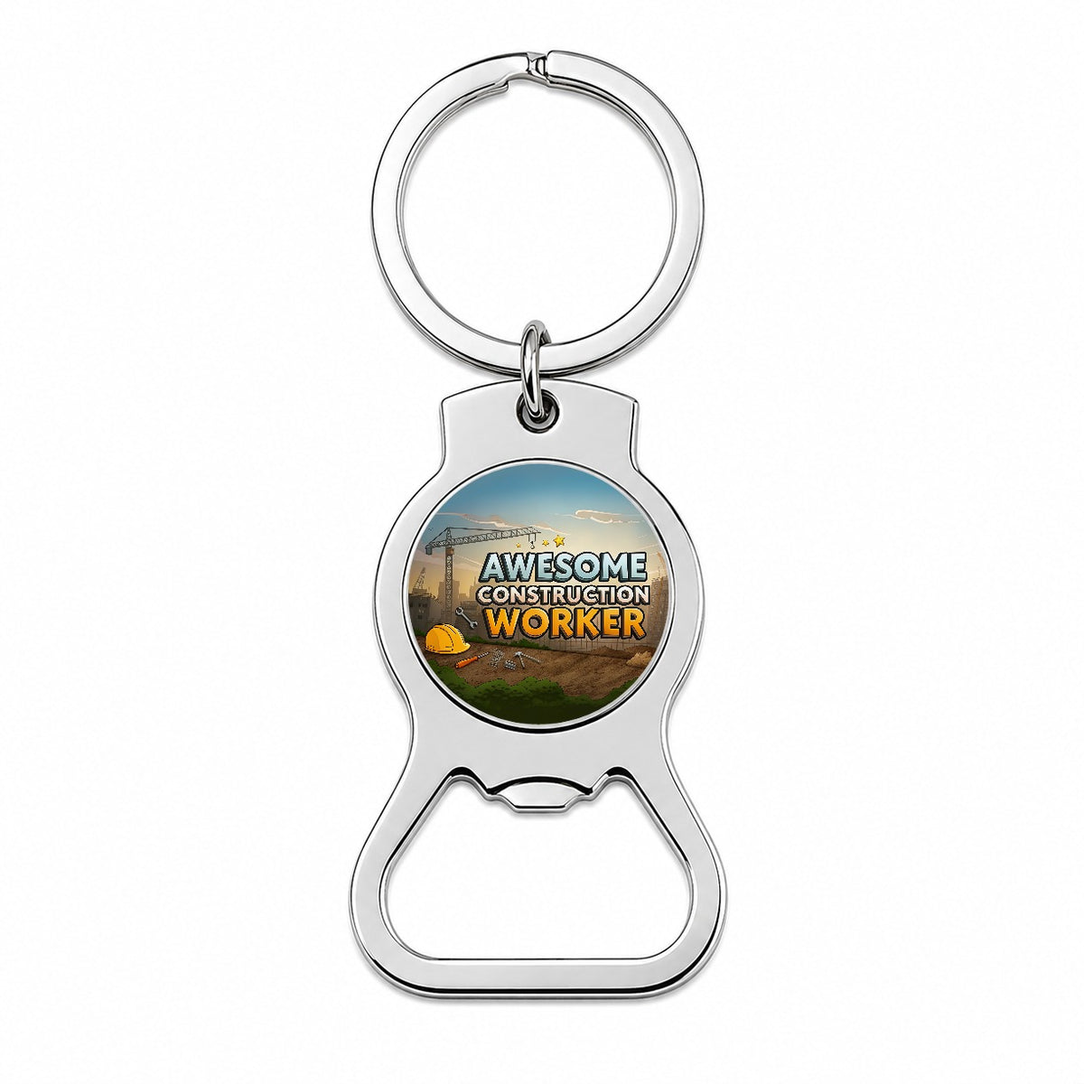 Awesome Construction Worker Inspirational Bottle Opener Keychain