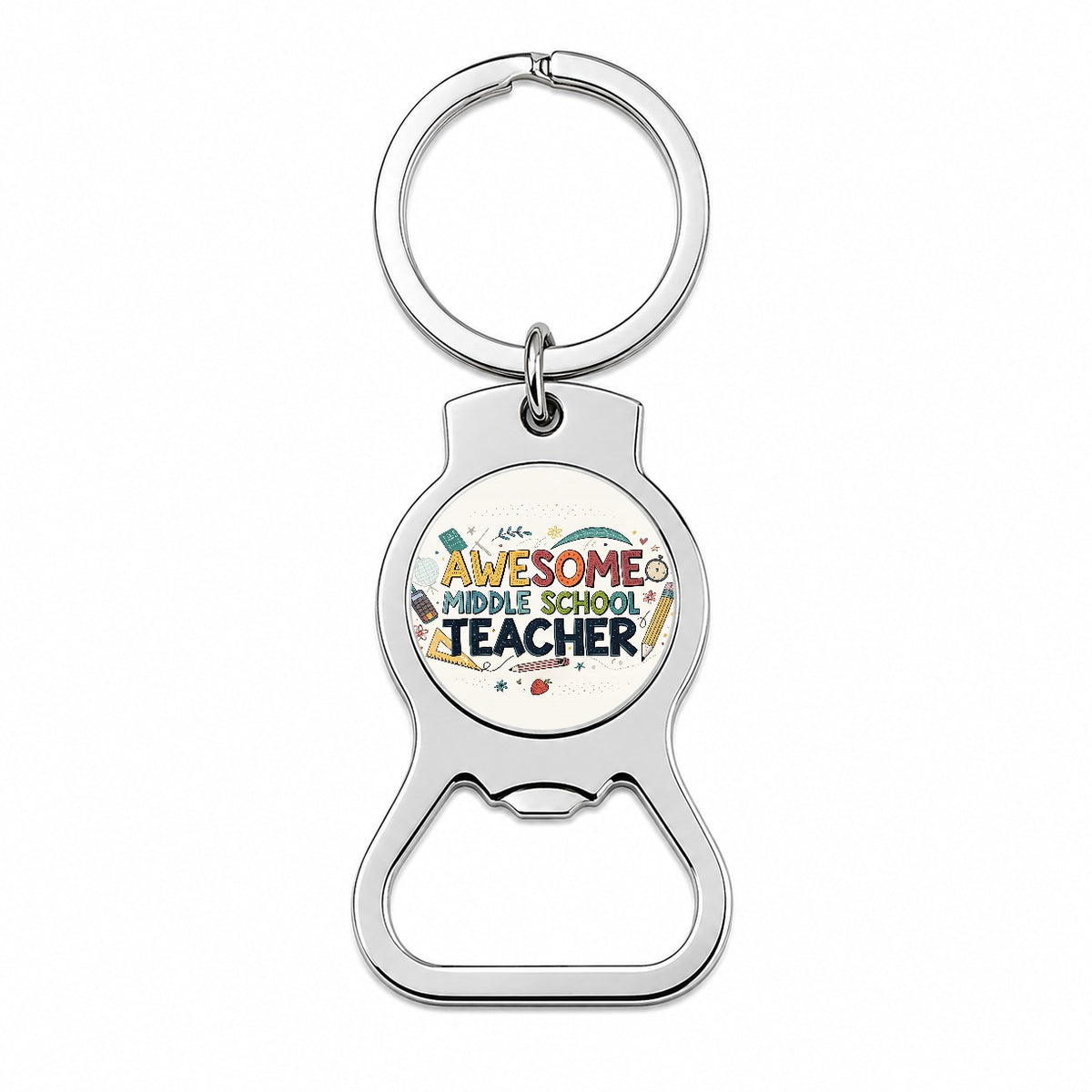 Awesome Middle School Teacher Inspirational Bottle Opener Keychain