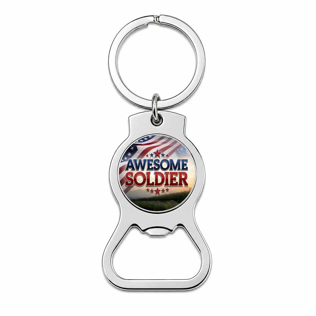Awesome Soldier Patriotic Military Inspirational Bottle Opener Keychain