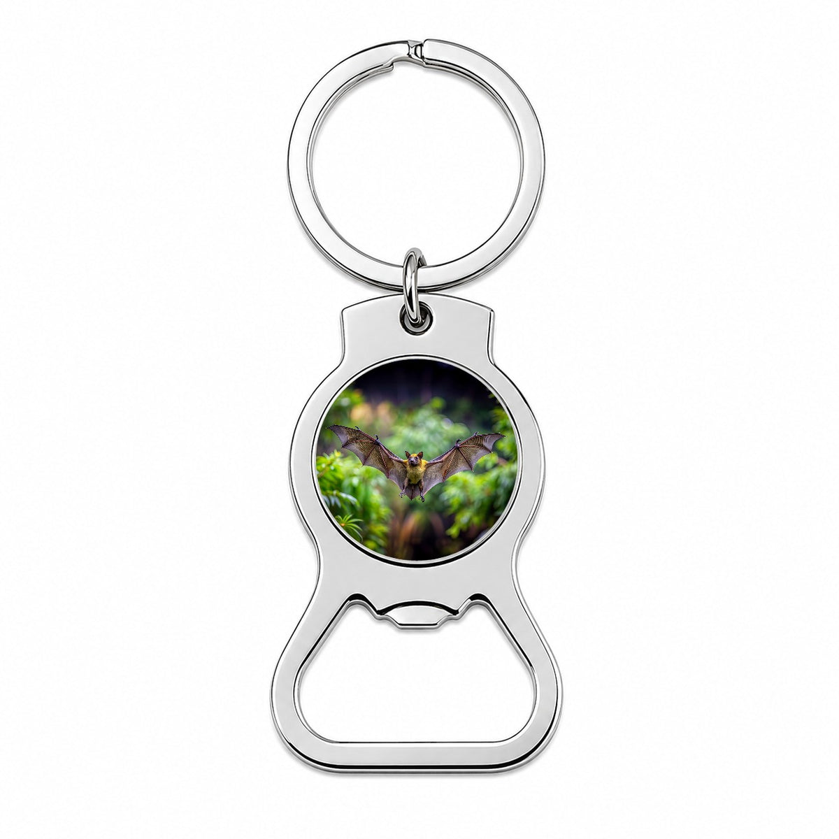 Bat Flying Photo Bottle Opener Keychain
