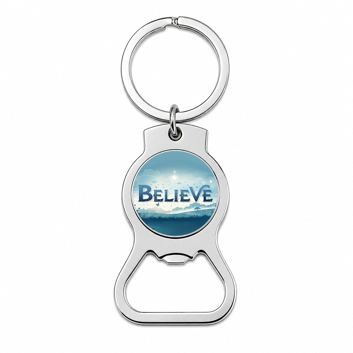 Believe Inspirational Religious Bottle Opener Keychain
