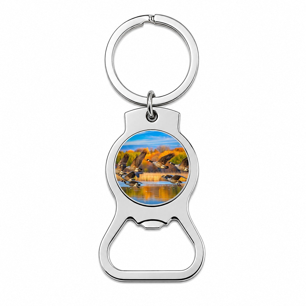 Canada Canadian Geese In Flight Bottle Opener Keychain