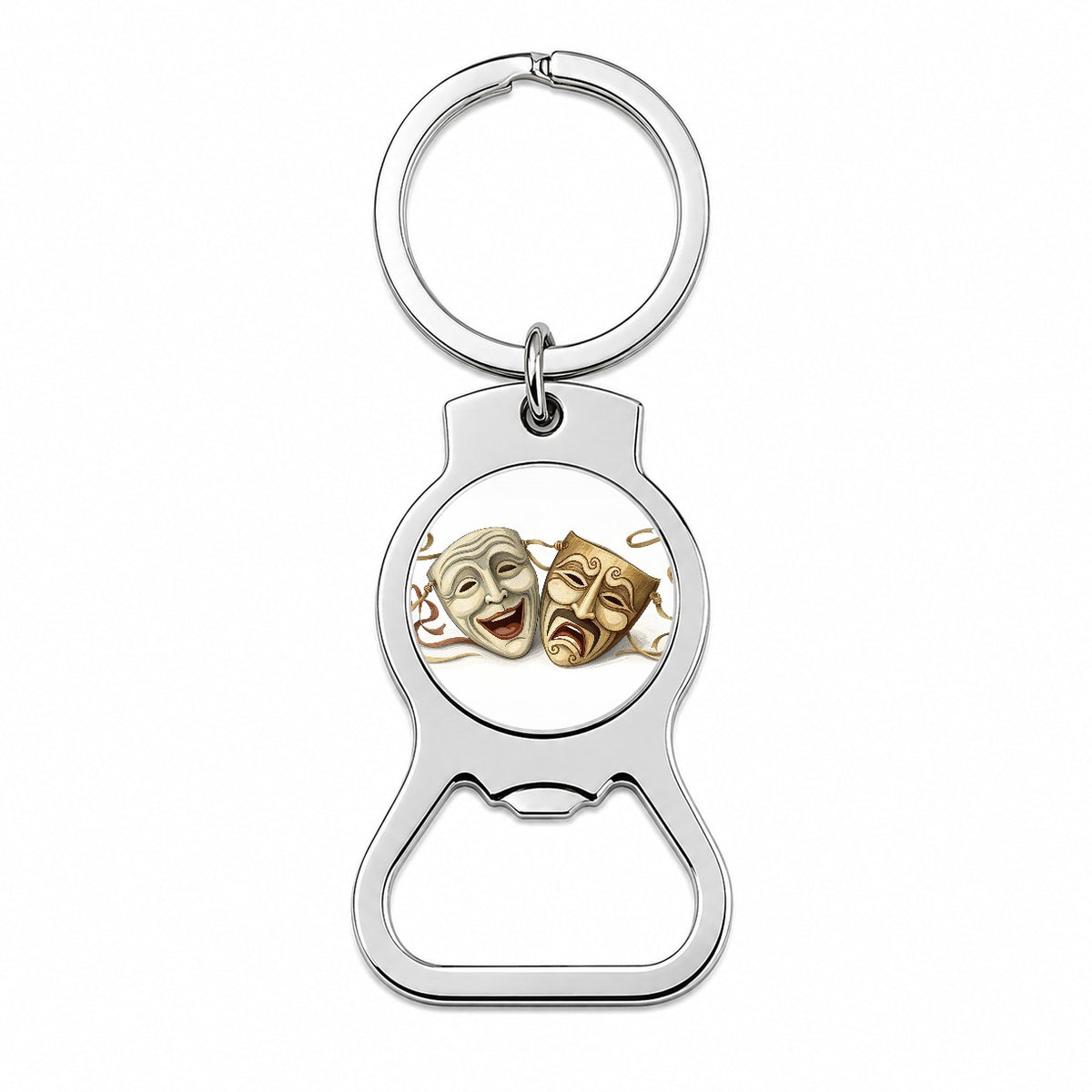 Comedy And Tragedy Theater Drama Masks Bottle Opener Keychain
