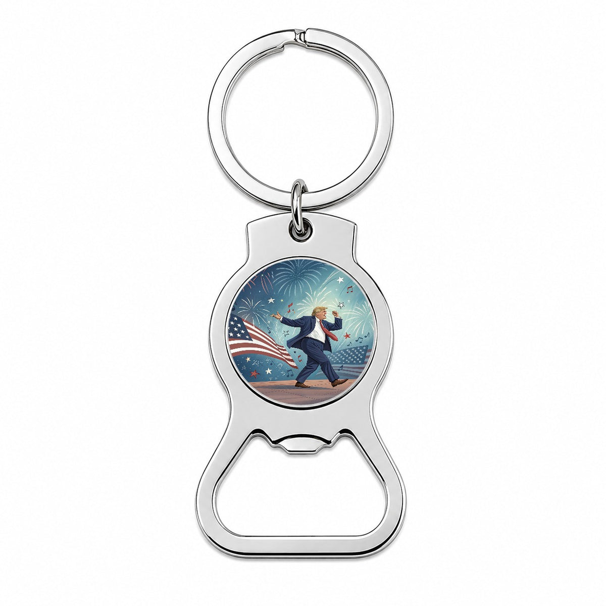 Dancing Patriotic Donald Trump Funny Bottle Opener Keychain