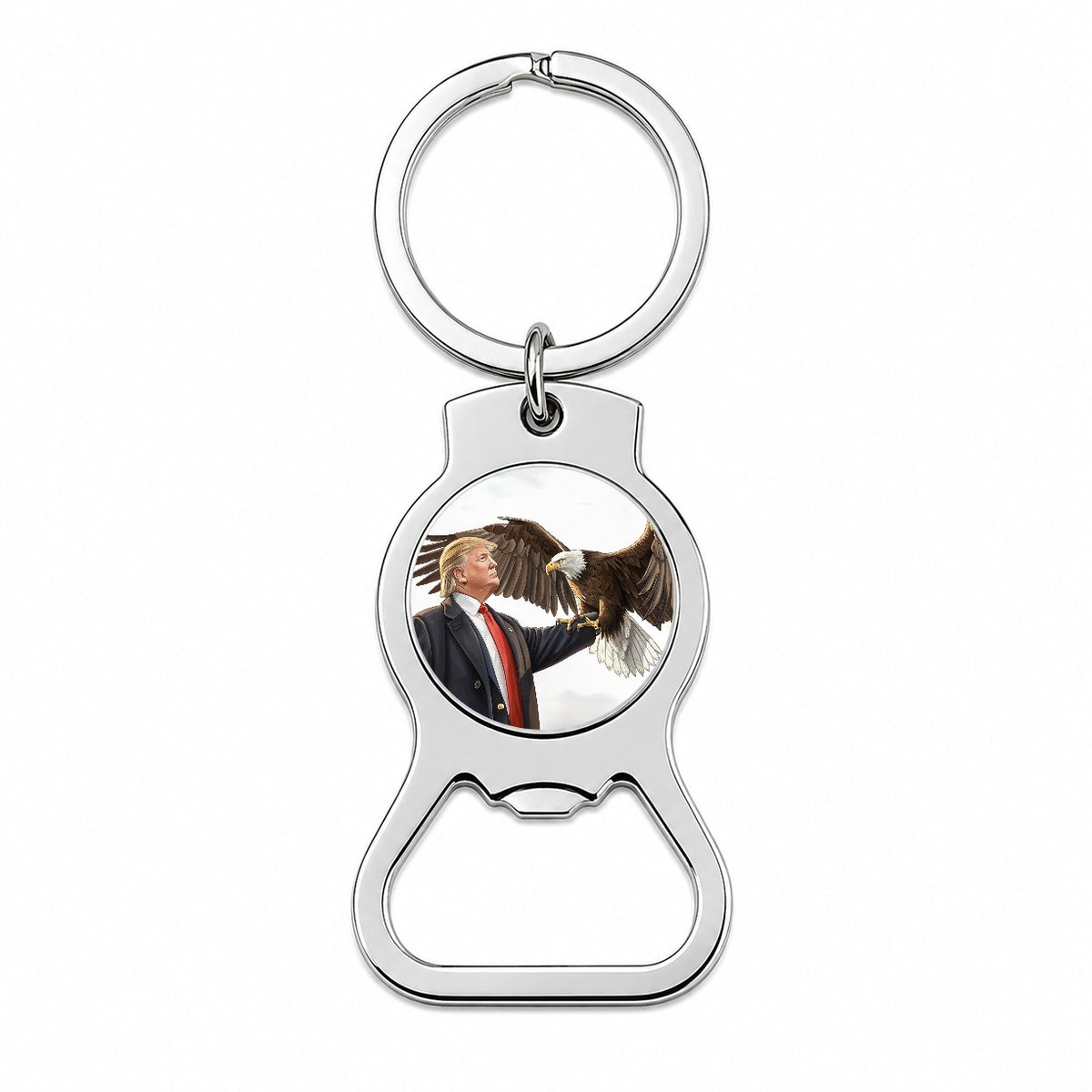 Donald Trump Holding A Bald Eagle Funny Bottle Opener Keychain