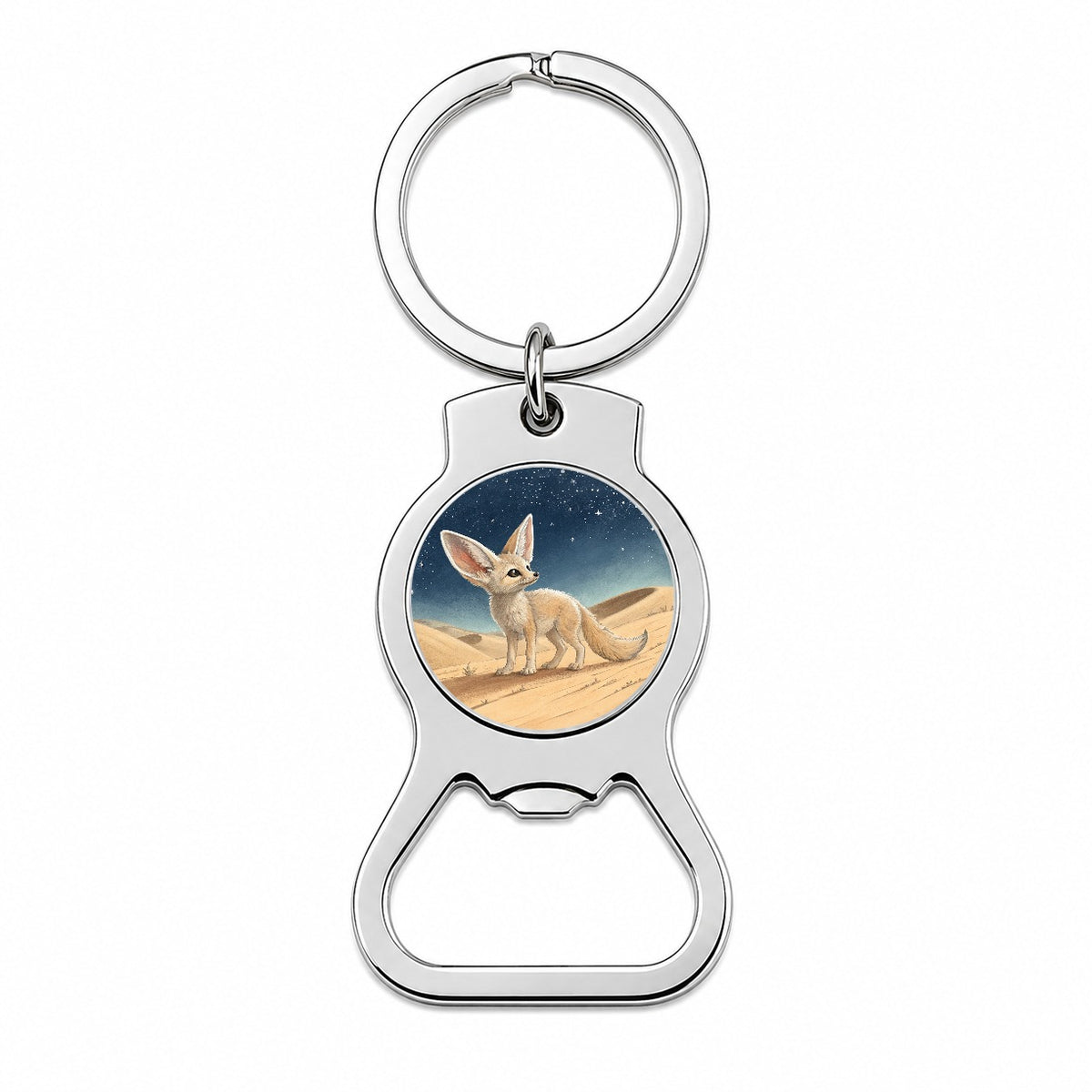 Fennec Fox Illustration Bottle Opener Keychain