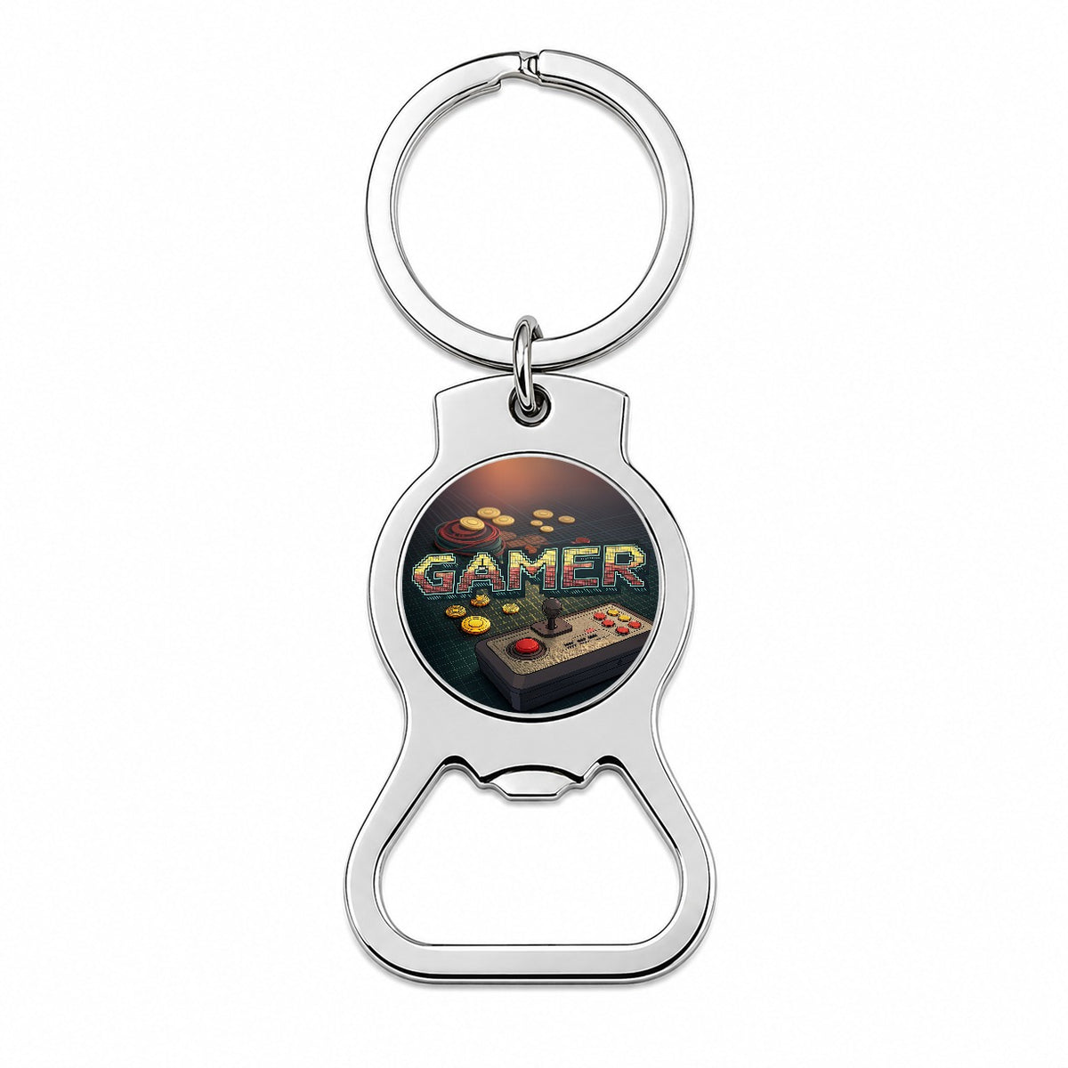 Gamer Retro Pixel Arcade Controller Bottle Opener Keychain
