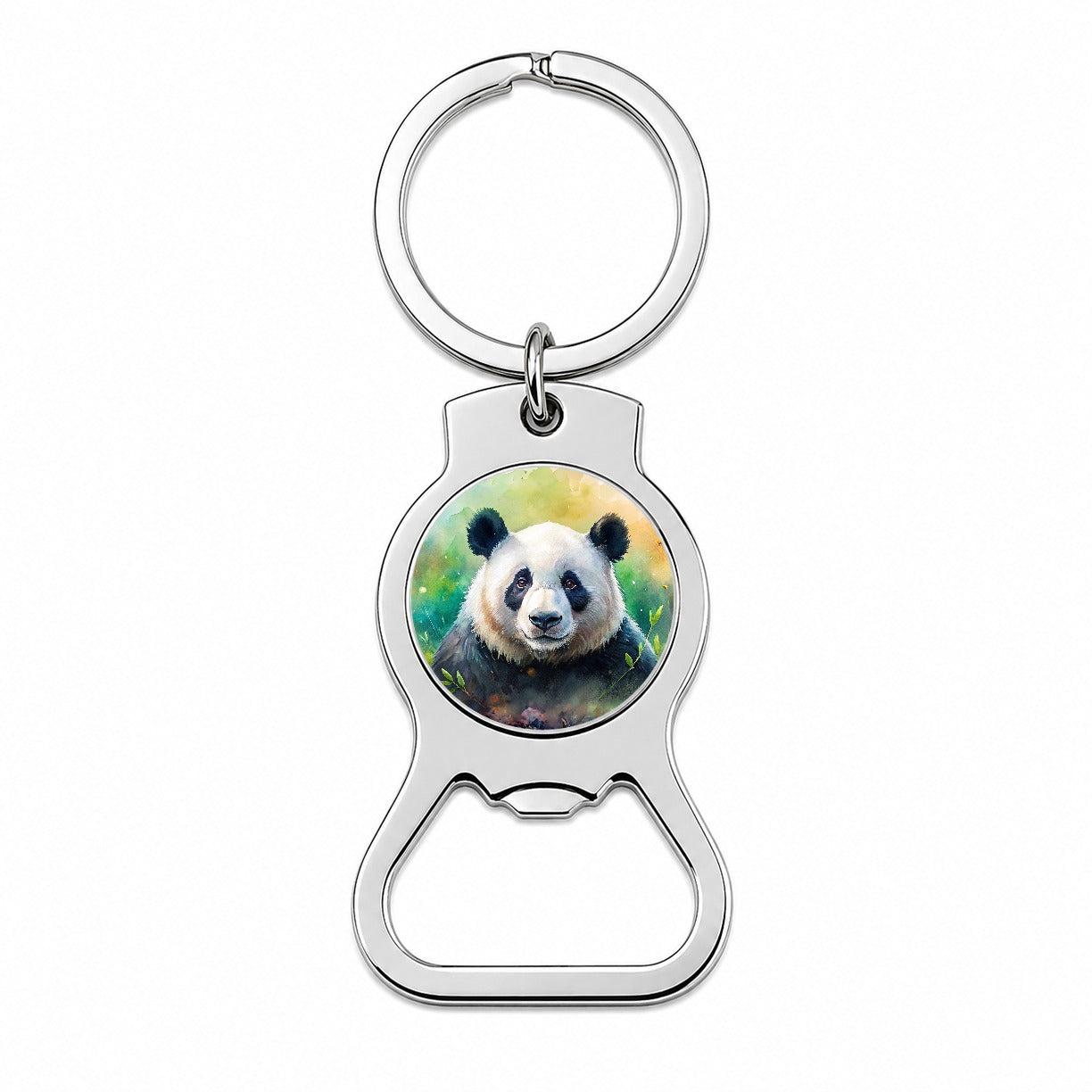 Giant Panda Bear Watercolor Bottle Opener Keychain
