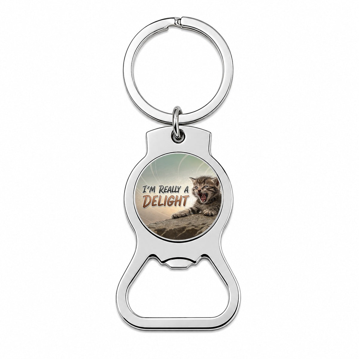 I'm Really a Delight Funny Angry Kitten Bottle Opener Keychain