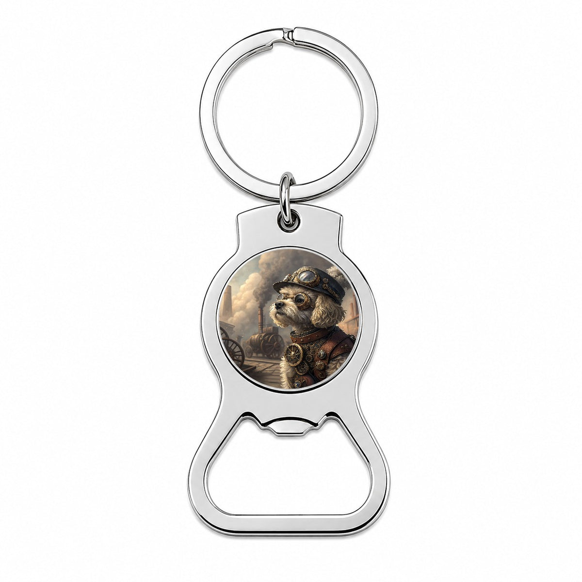 Maltipoo Dog Steampunk Bottle Opener Keychain