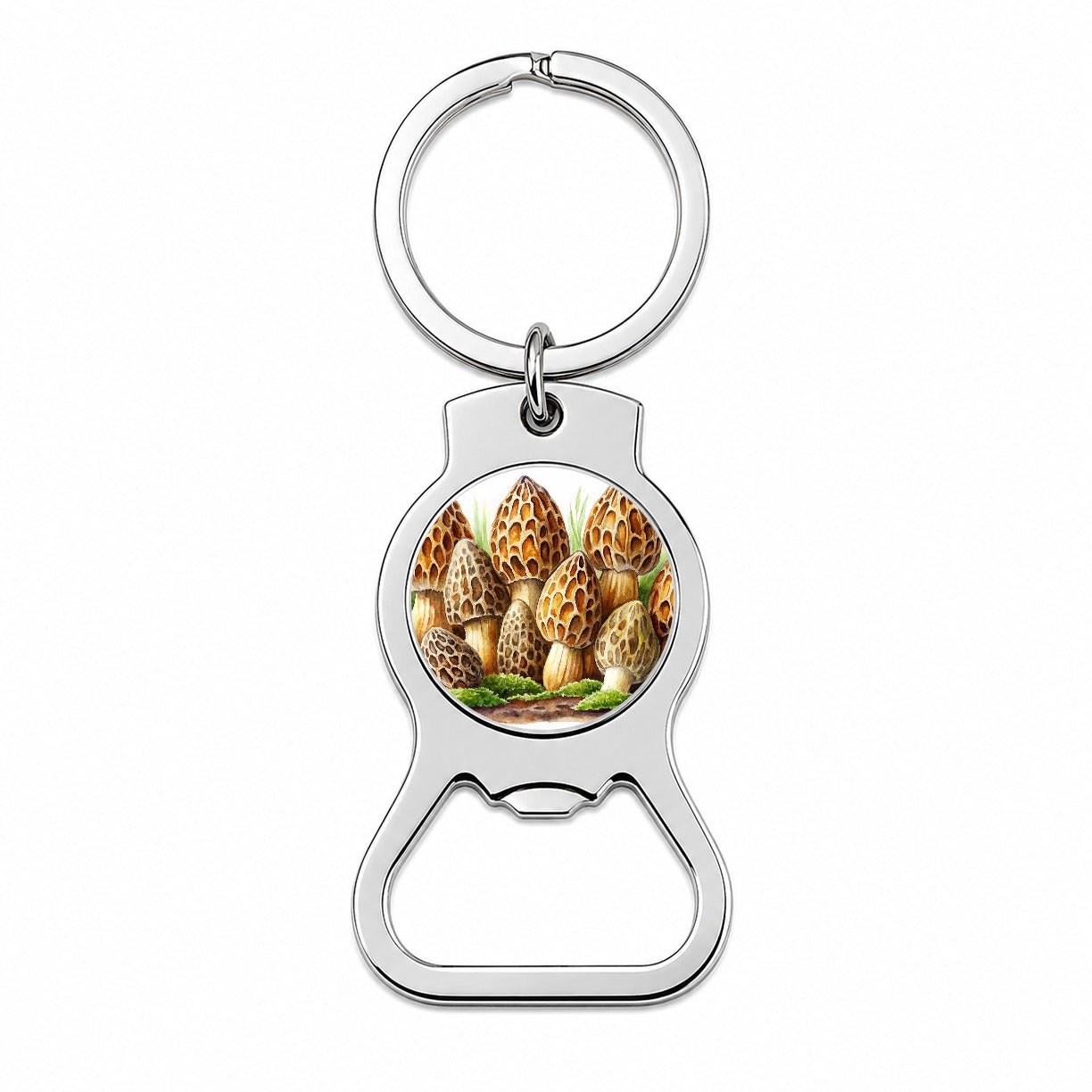 Morel Mushrooms Morchella Watercolor Bottle Opener Keychain