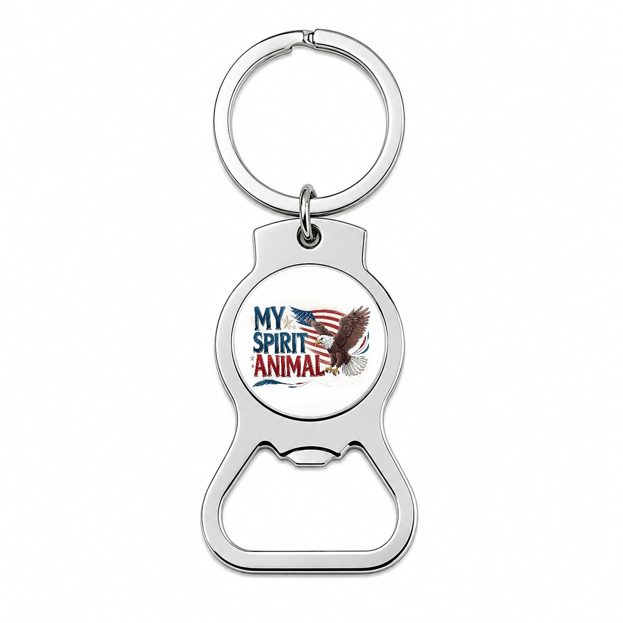 My Spirit Animal Patriotic Bald Eagle Bottle Opener Keychain
