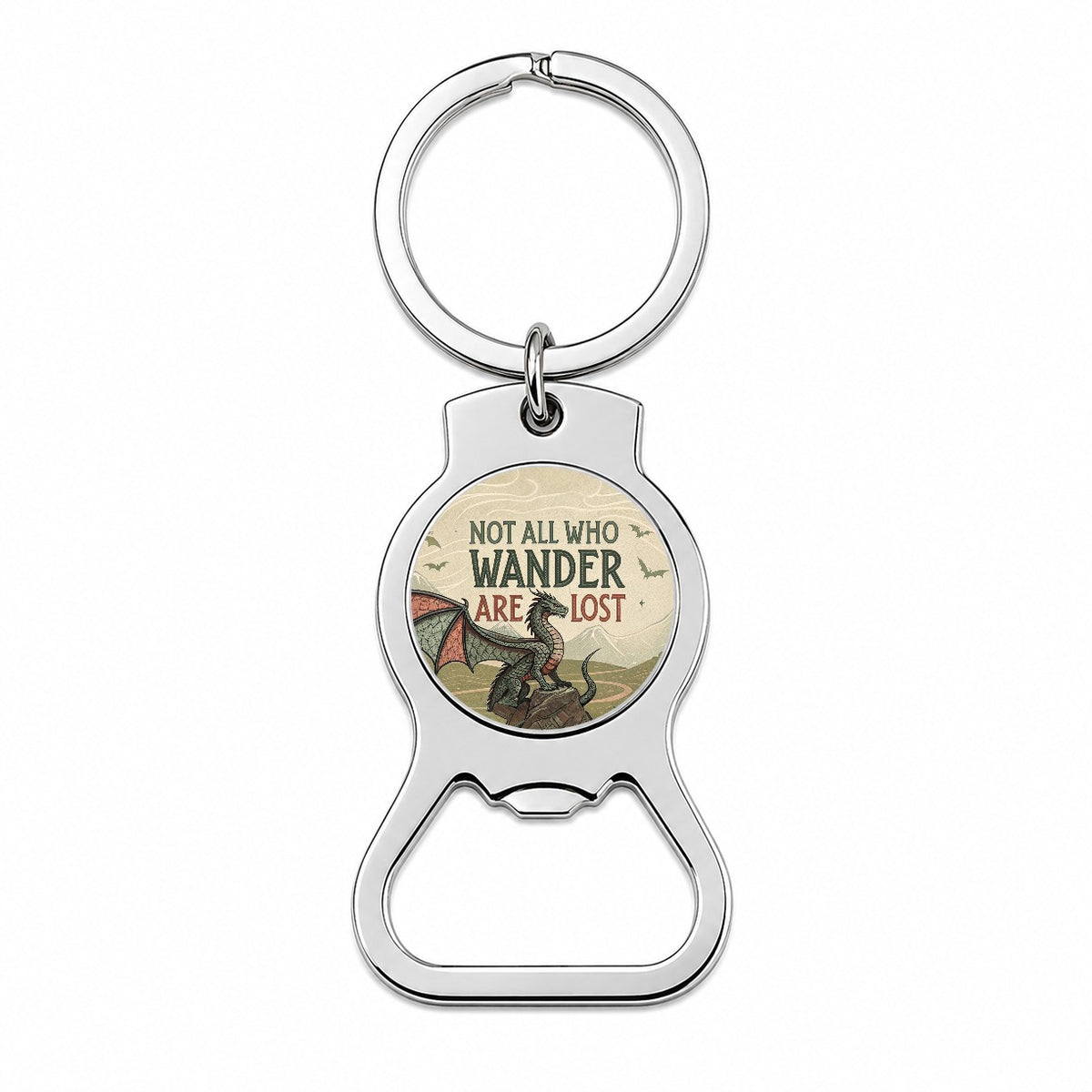 Not All Who Wander Are Lost Vintage Fantasy Illustration Bottle Opener Keychain
