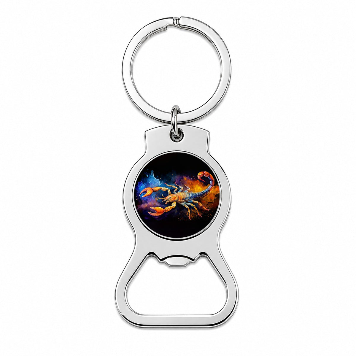 Scorpion Watercolor Black Background Bottle Opener Keychain
