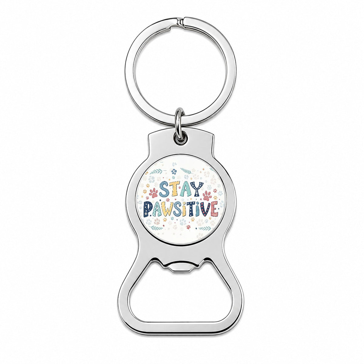 Stay Pawsitive Positive Cute Colorful Bottle Opener Keychain
