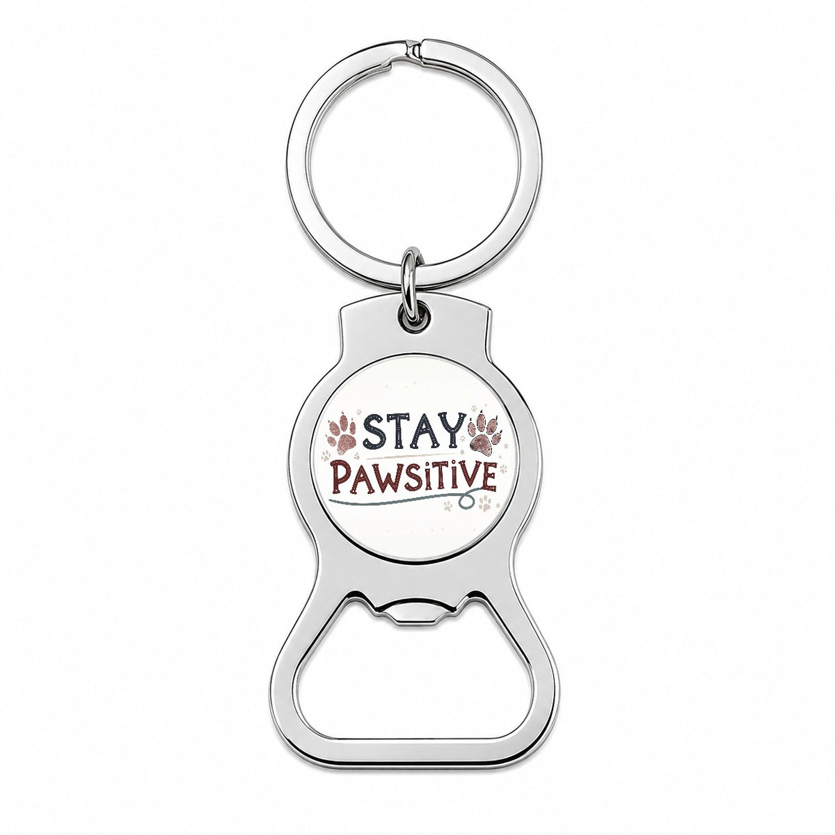 Stay Pawsitive Positive Paw Prints Inspirational Funny Bottle Opener Keychain