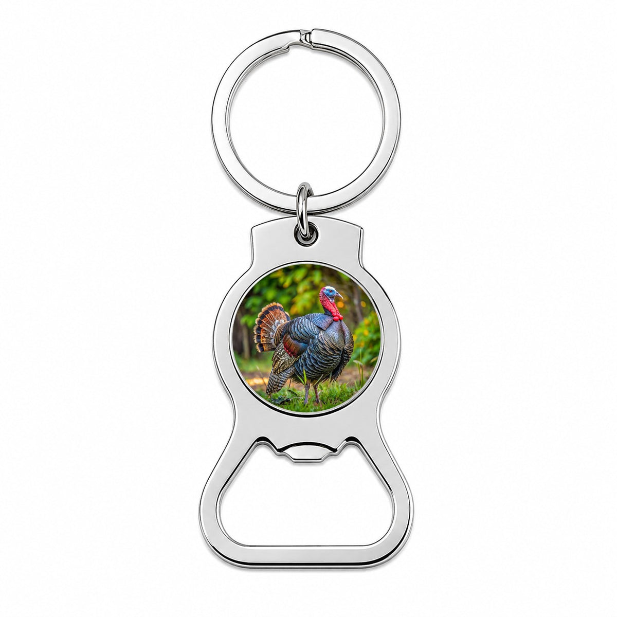 Tom Gobbler Male Turkey Photograph Bottle Opener Keychain