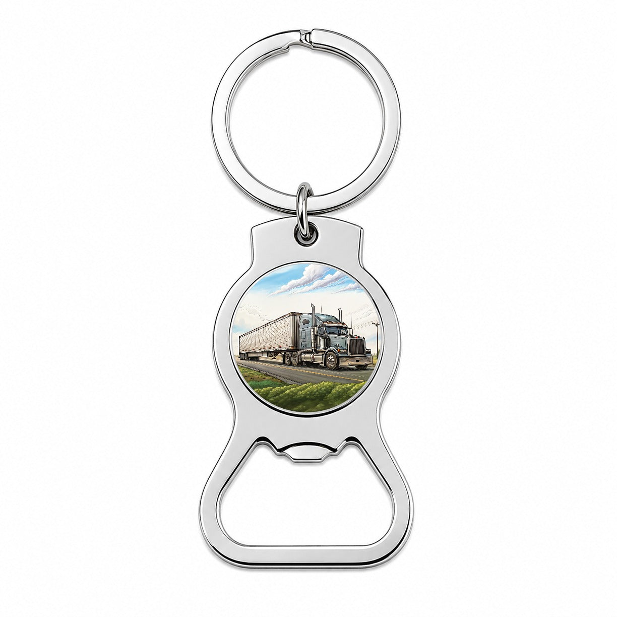 Tractor Trailer Semi Big Rig Truck Bottle Opener Keychain