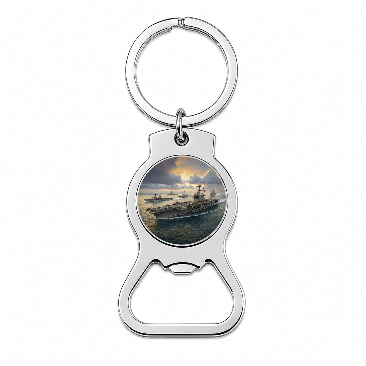 US Navy Carrier Strike Group At Sea Illustration Bottle Opener Keychain