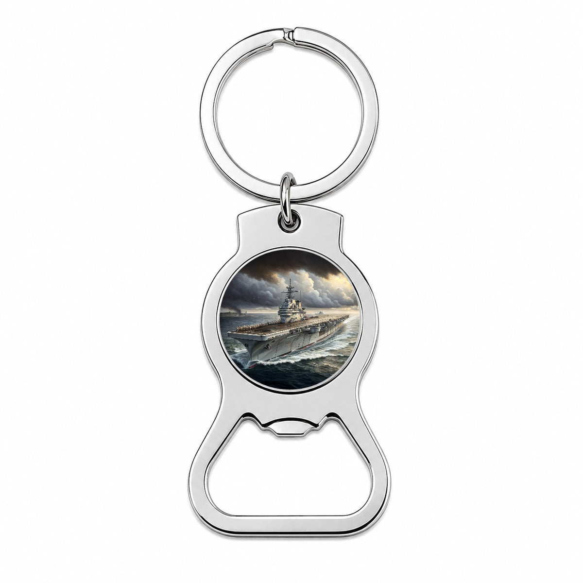 World War 2 WWII Navy Aircraft Carrier At Sea Bottle Opener Keychain