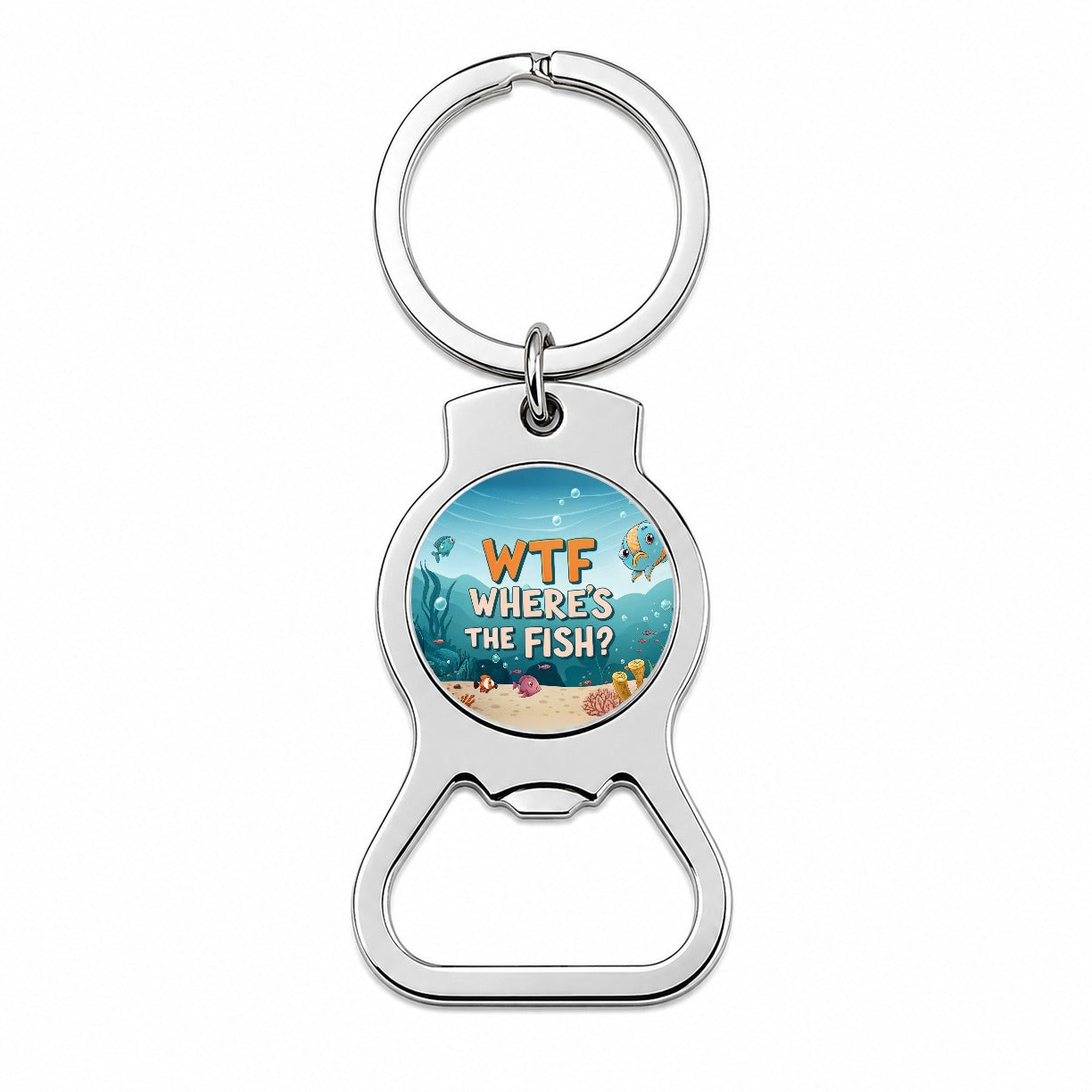 Wtf Where's The Fish Funny Fishing Bottle Opener Keychain