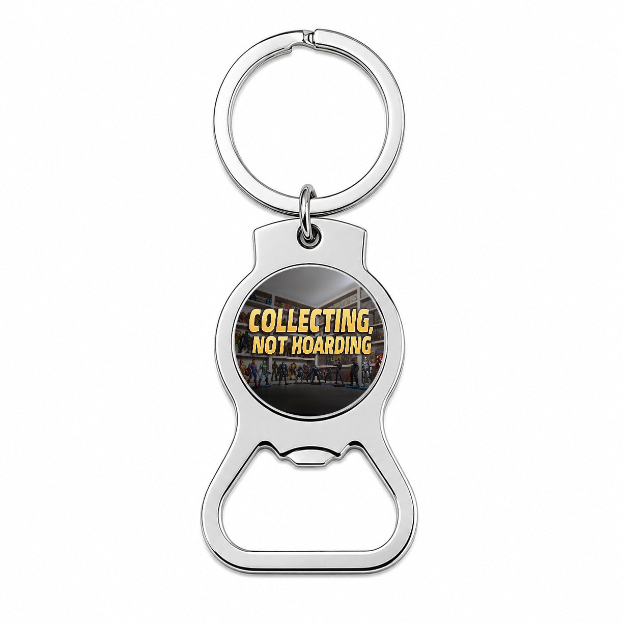 Collecting Not Hoarding Action Figures Funny Bottle Opener Keychain