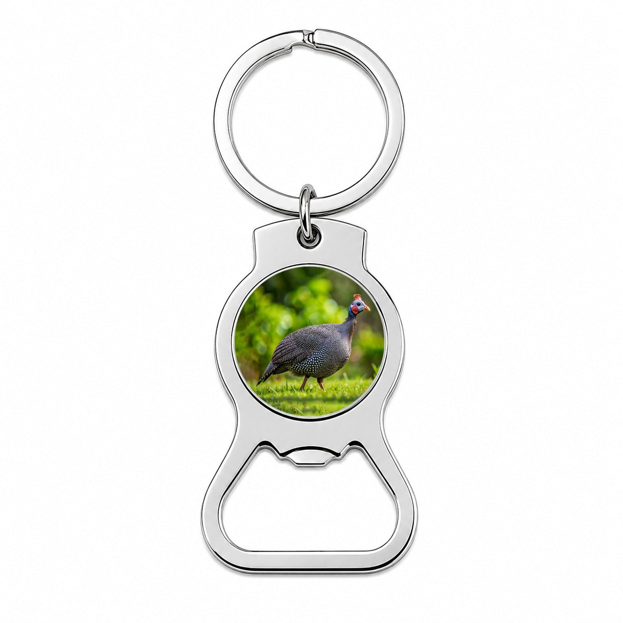Guinea Fowl Photograph Bottle Opener Keychain