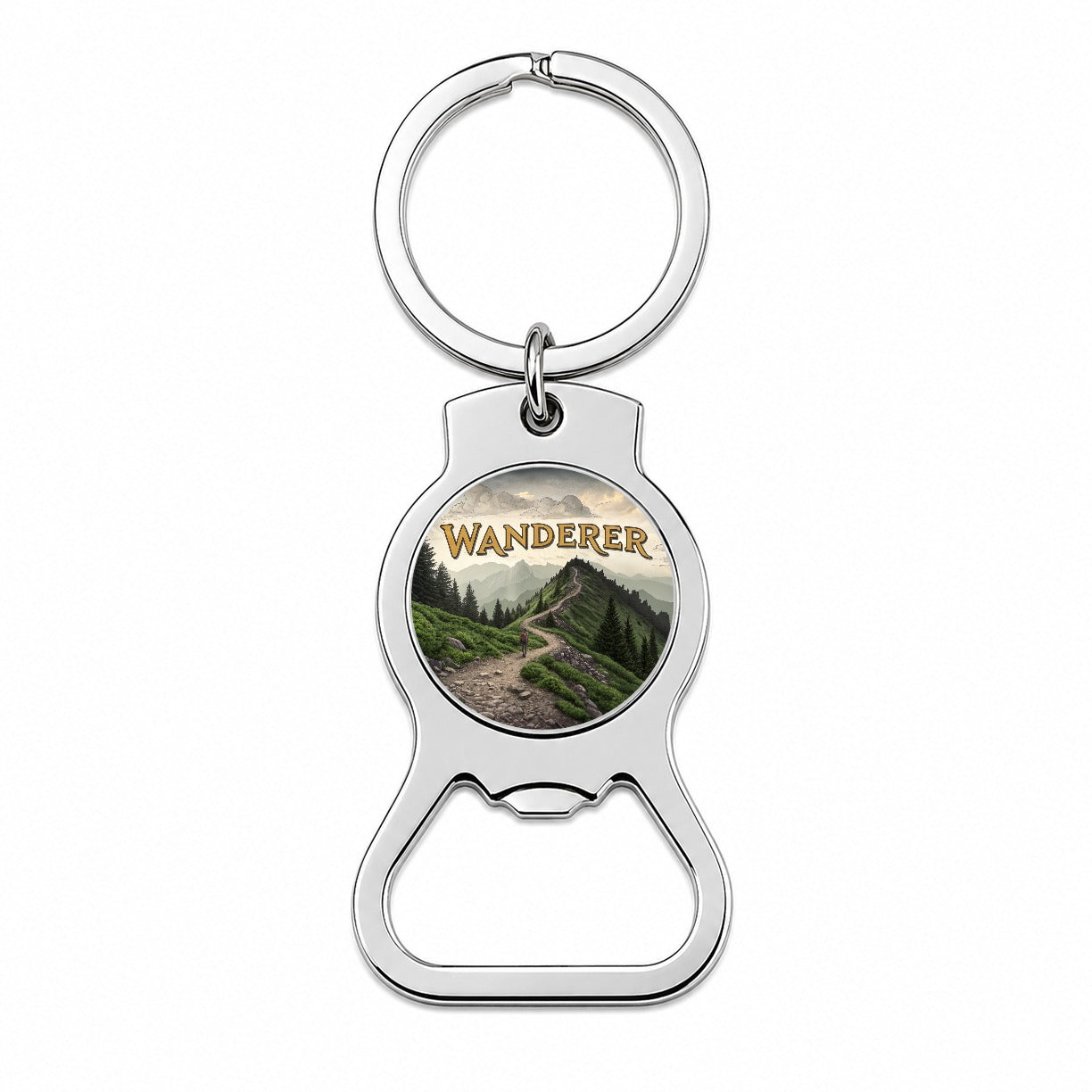 Hiking Wanderer Funny Wilderness Mountains Forest Bottle Opener Keychain
