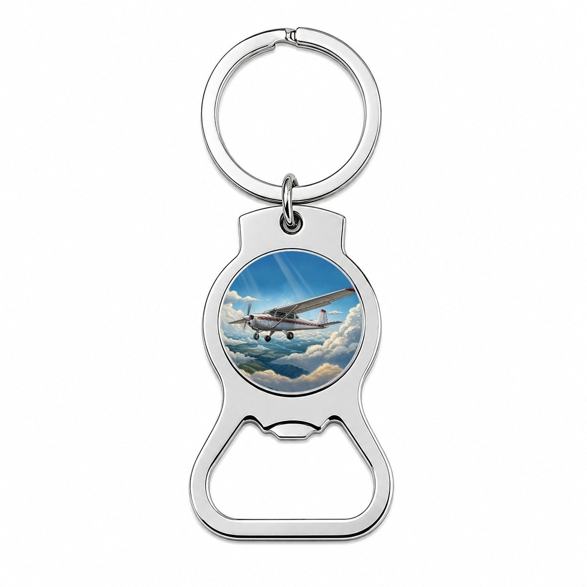 Private Single Prop Plane In Flight Bottle Opener Keychain