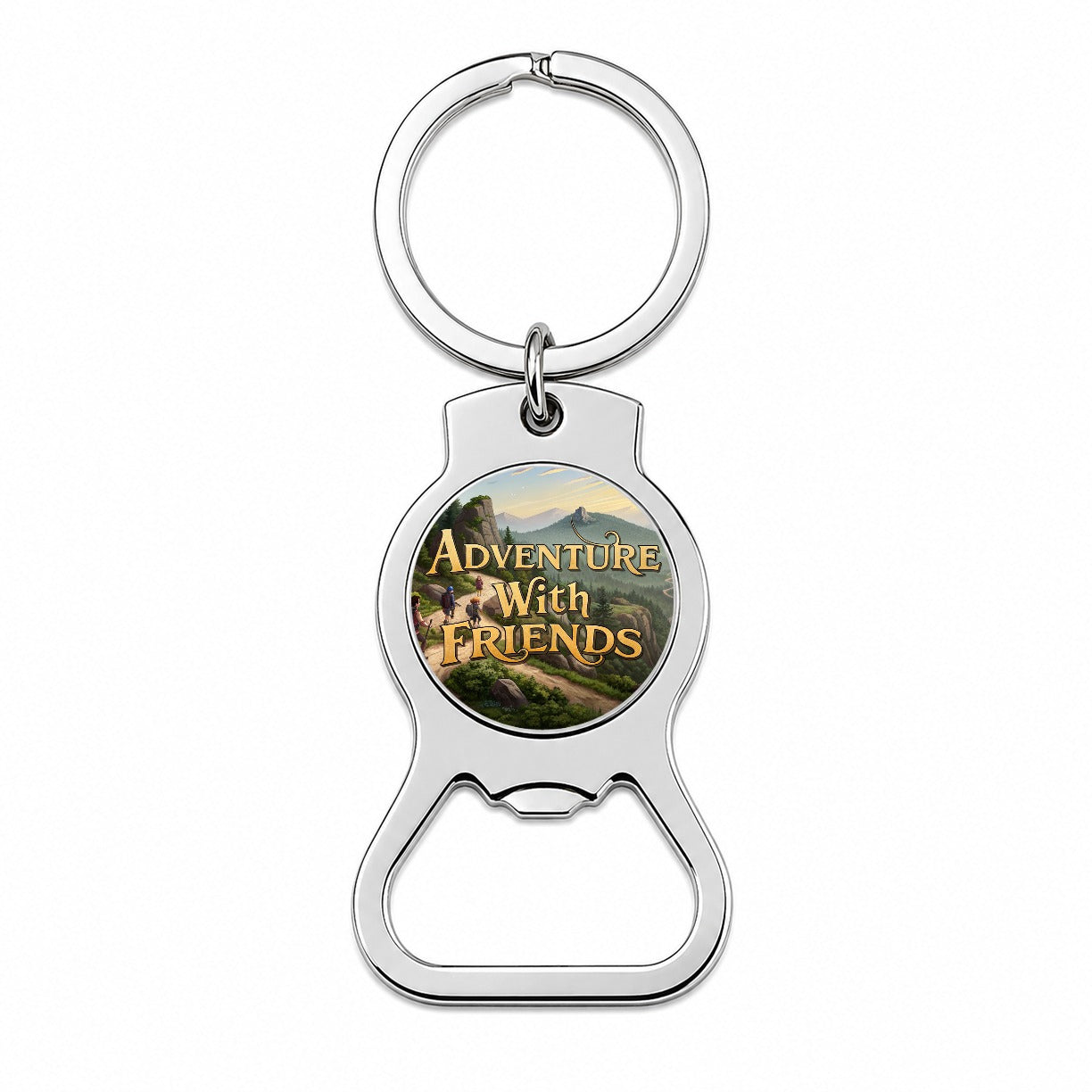 Adventure With Friends Hiking Hiker Bottle Opener Keychain