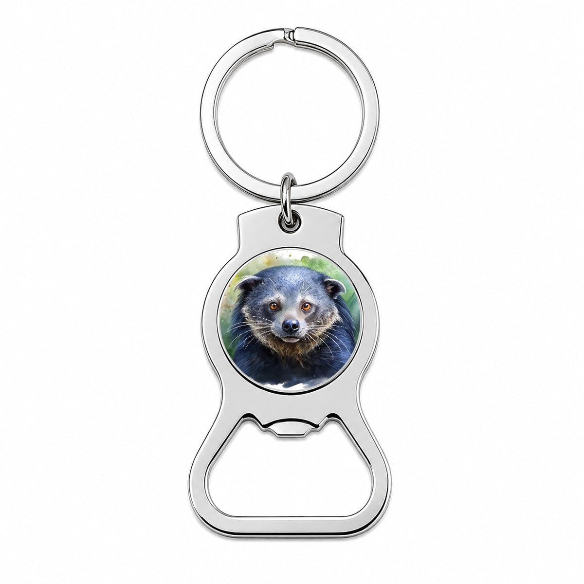 Binturong Bearcat Watercolor Style Bottle Opener Keychain
