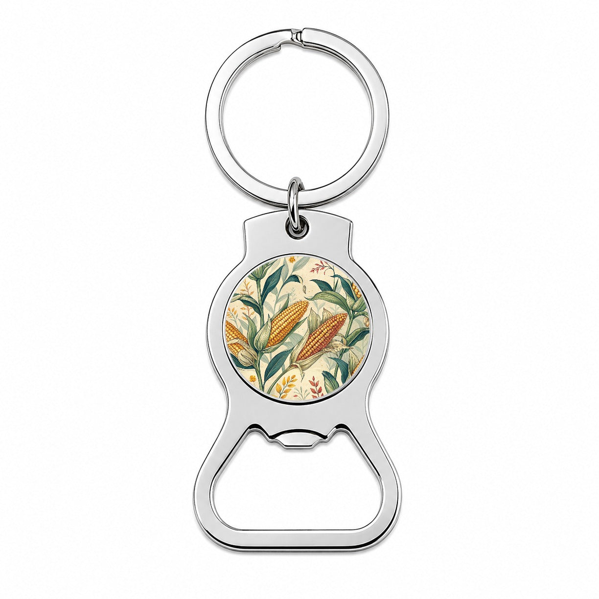 Corn on the Cob Pattern Bottle Opener Keychain