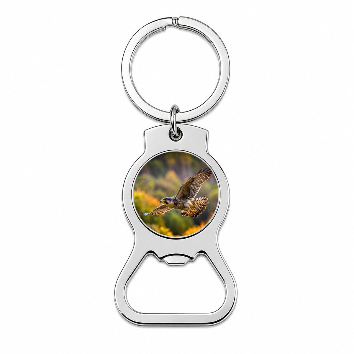 Falcon Raptor in Flight Bottle Opener Keychain