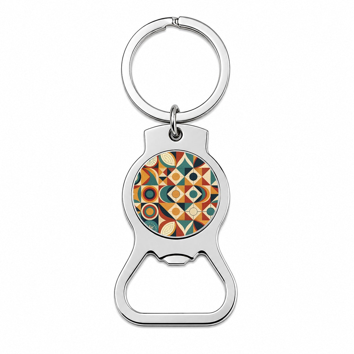 Geometric Retro Design Pattern Bottle Opener Keychain