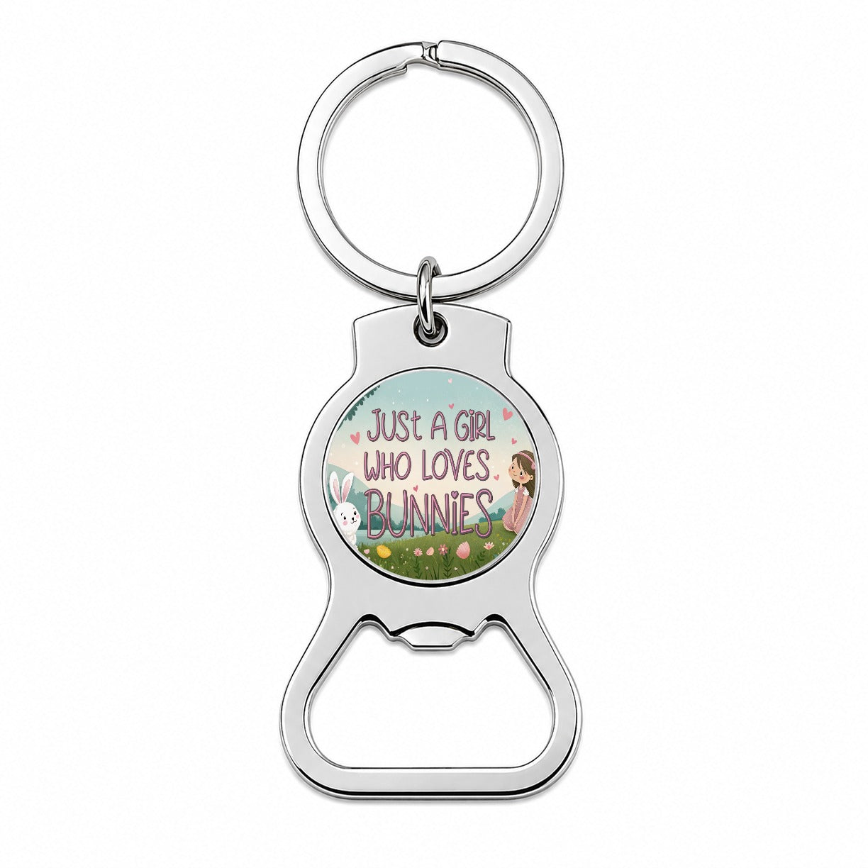 Just A Girl Who Loves Bunnies Rabbits Bottle Opener Keychain